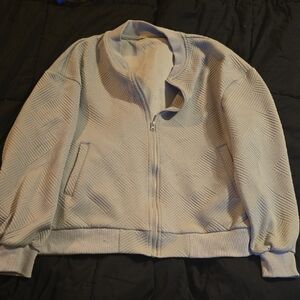 Textured Cream Zip-Up Jacket